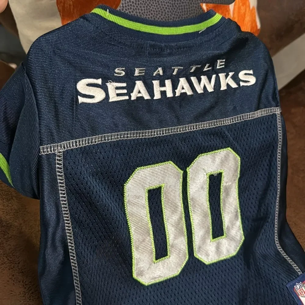 SEATTLE SEAHAWKS JERSEY PETS OFFICIAL NFL TEAM WEAR BLUE & GREEN STITCHED M NWT